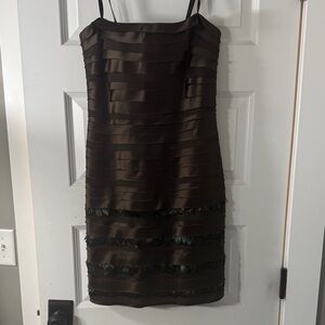 BCBGMaxAzria Chocolate Brown Feather Mini Dress